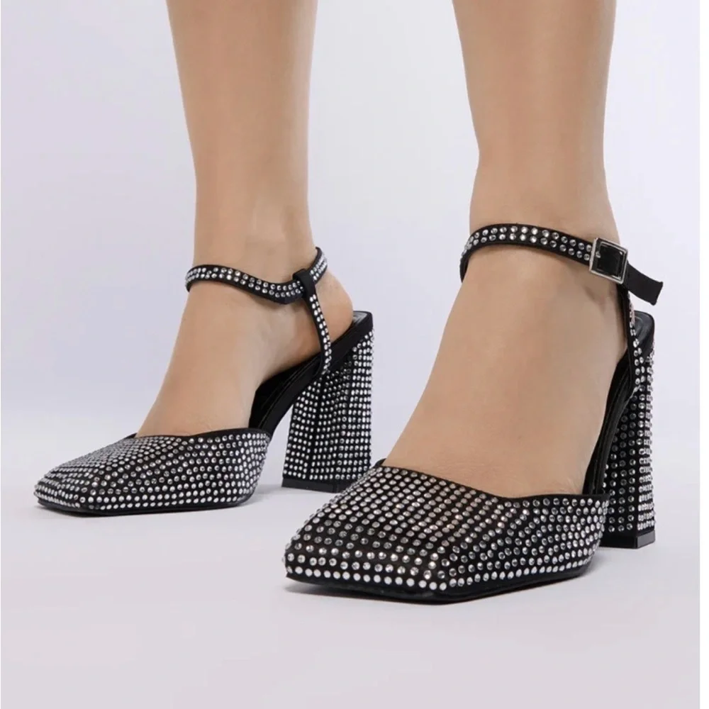 Chic Black Studded Heels